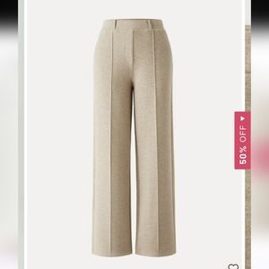NWT OGL fuzz Luxe Pull On Elegant Tan Women's Wide-Leg Pants Minimalist Travel